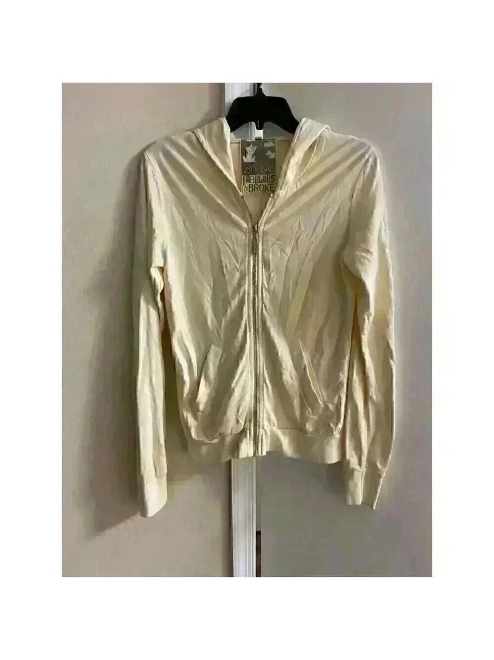 YOUNG FABULOUS & Broke Beige Modal Blend Zip Up Hoodie - Medium